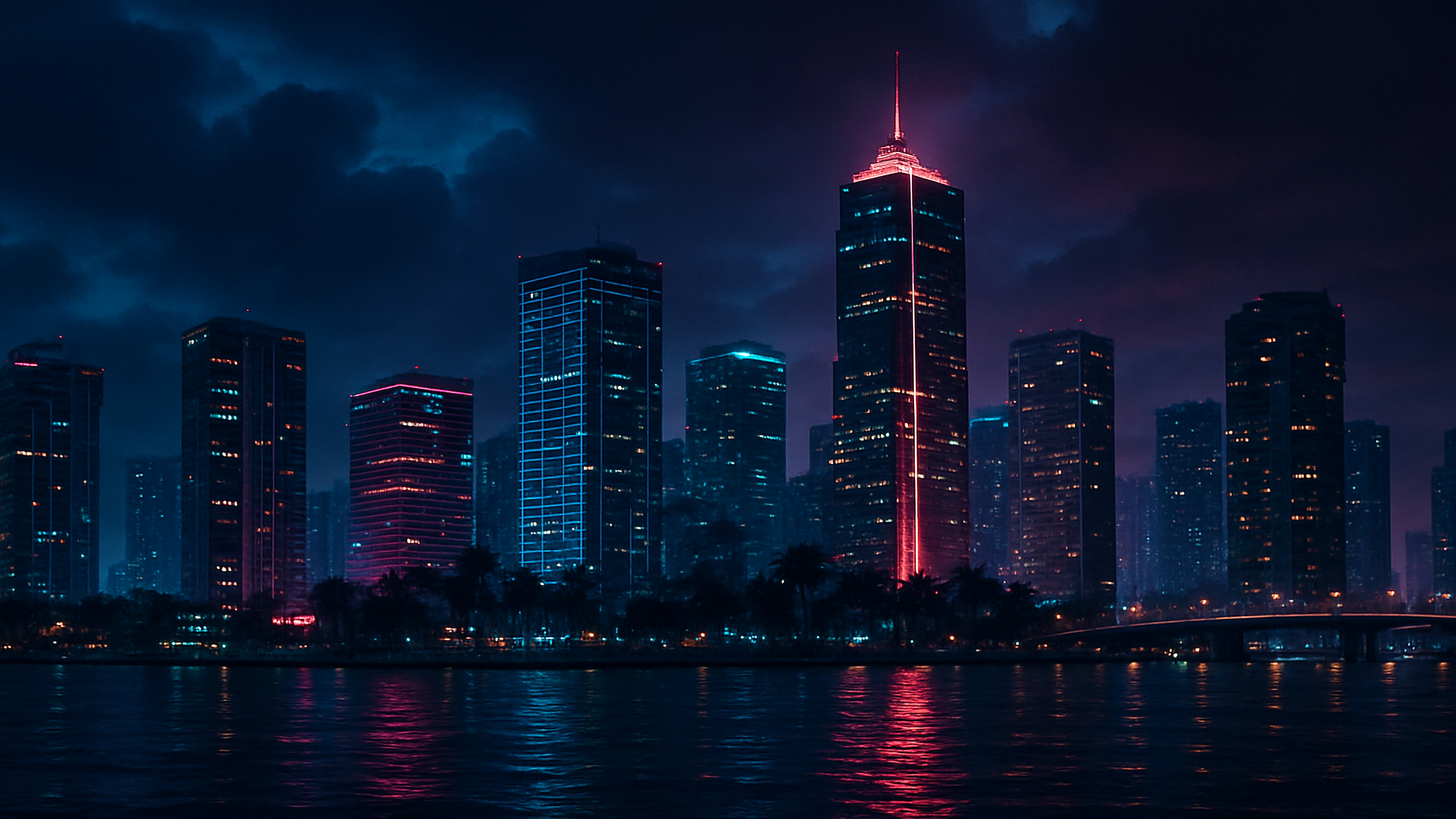 GTA VI Downtown Skyline Night Cyberpunk Vibe Wallpaper