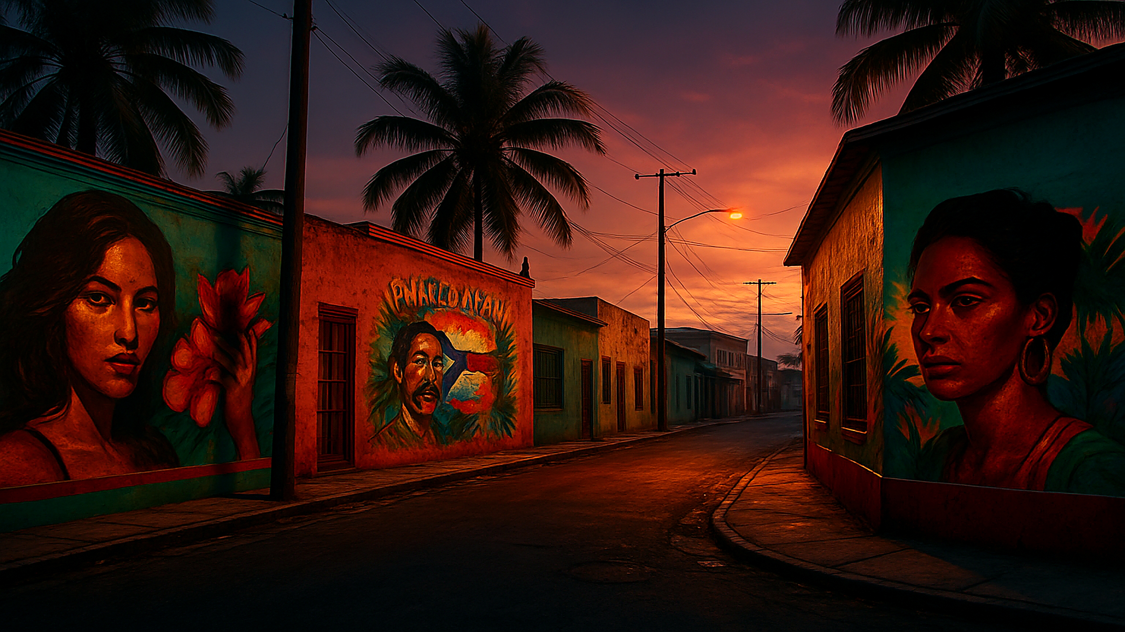 GTA VI Latin Neighborhood Vibrant Street Art Wallpaper