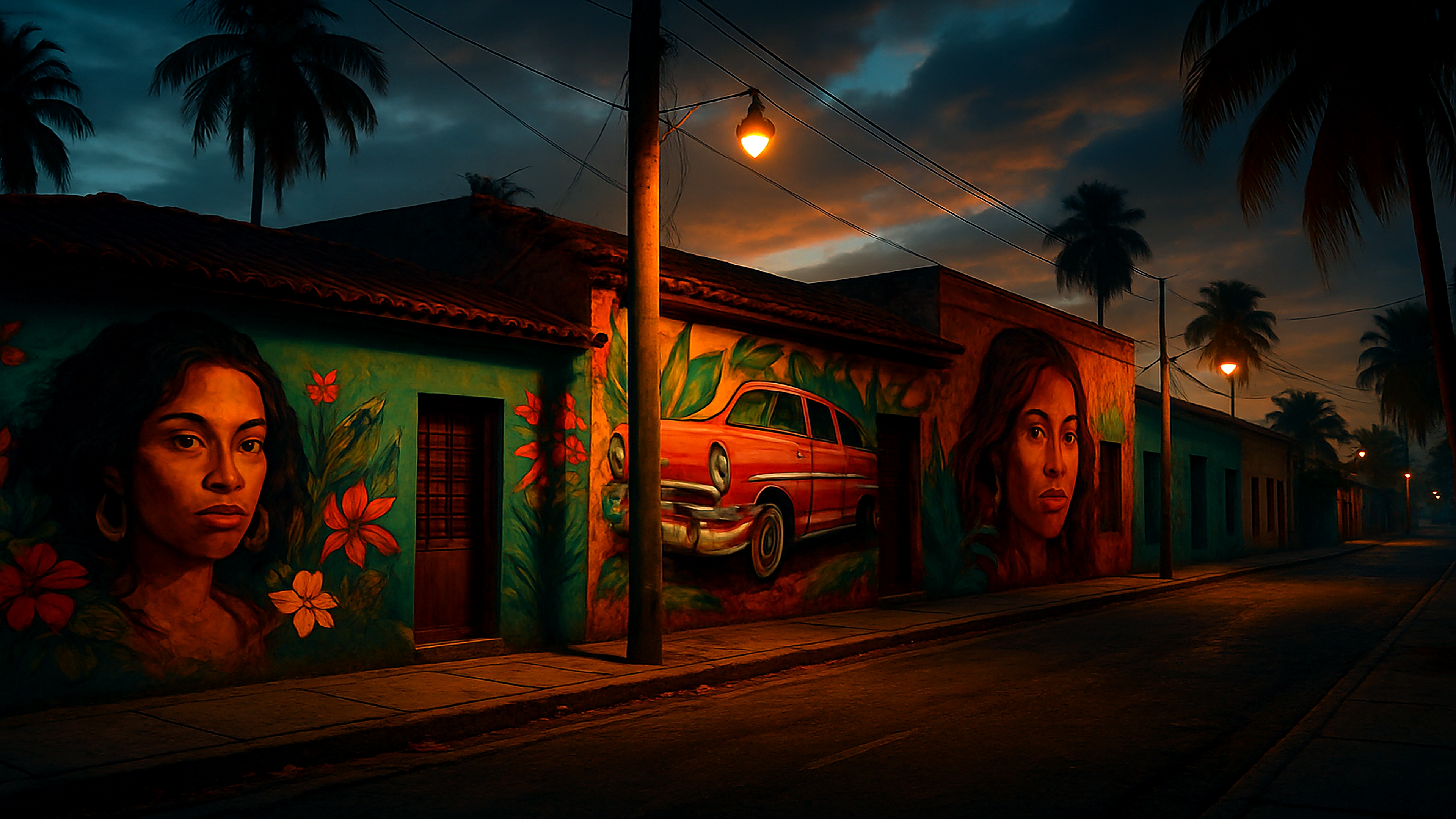 GTA VI Latin Neighborhood Vibrant Street Art Wallpaper