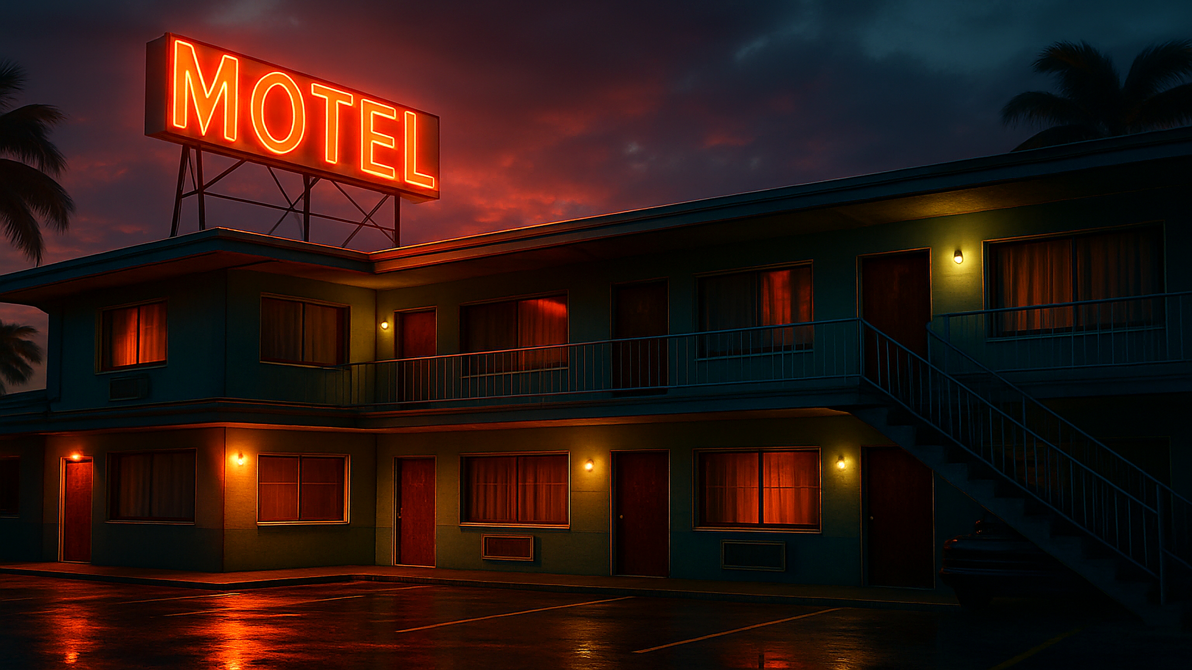 GTA VI Retro Motel With Neon Sign Wallpaper