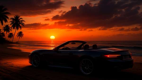 GTA VI Convertible Car Beach Sunset Wallpaper
