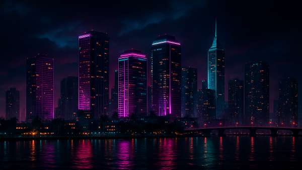 GTA VI Downtown Skyline Night Cyberpunk Vibe Wallpaper