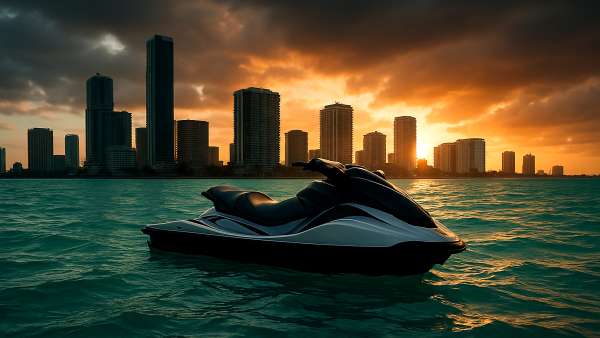 GTA VI Jet Ski In Turquoise Water Wallpaper