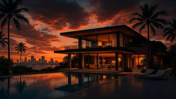 GTA VI Luxury Mansion With Infinity Pool Wallpaper
