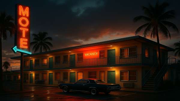 GTA VI Retro Motel With Neon Sign Wallpaper