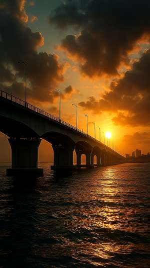 GTA VI Bridge Over Ocean At Sunrise Wallpaper