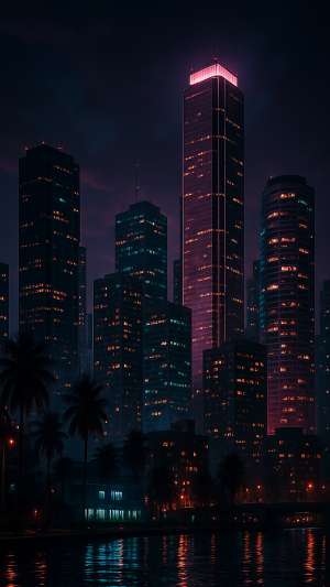 GTA VI Downtown Skyline Night Cyberpunk Vibe Wallpaper