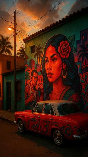 GTA VI Latin Neighborhood Vibrant Street Art Wallpaper