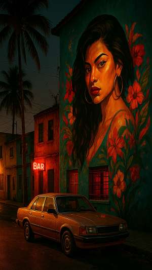 GTA VI Latin Neighborhood Vibrant Street Art Wallpaper