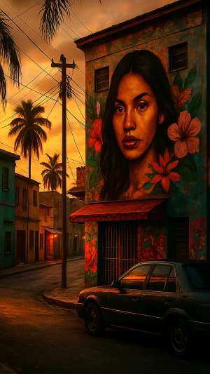 GTA VI Latin Neighborhood Vibrant Street Art Wallpaper