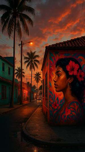 GTA VI Latin Neighborhood Vibrant Street Art Wallpaper