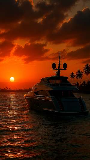 GTA VI Luxury Yacht In Tropical Ocean Sunset Wallpaper