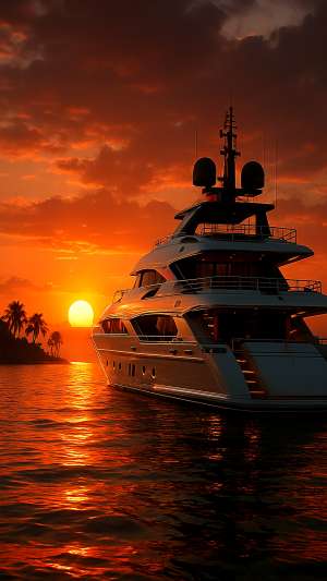 GTA VI Luxury Yacht In Tropical Ocean Sunset Wallpaper