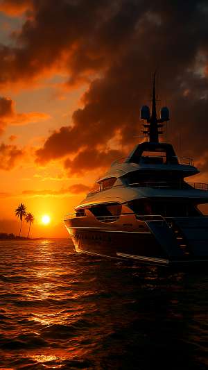 GTA VI Luxury Yacht In Tropical Ocean Sunset Wallpaper