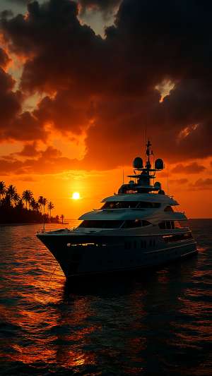 GTA VI Luxury Yacht In Tropical Ocean Sunset Wallpaper