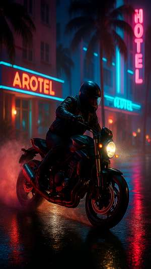 GTA VI Motorcycle Drifting Neon Street Wallpaper