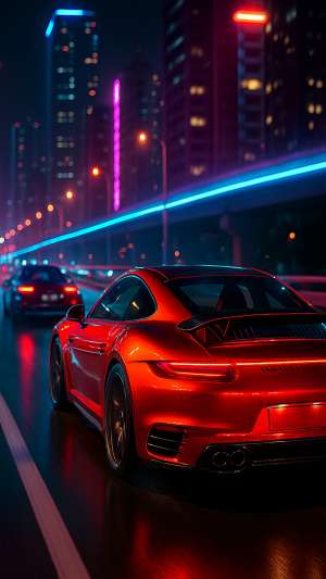 GTA VI Sports Car Racing On Neon City Highway Wallpaper